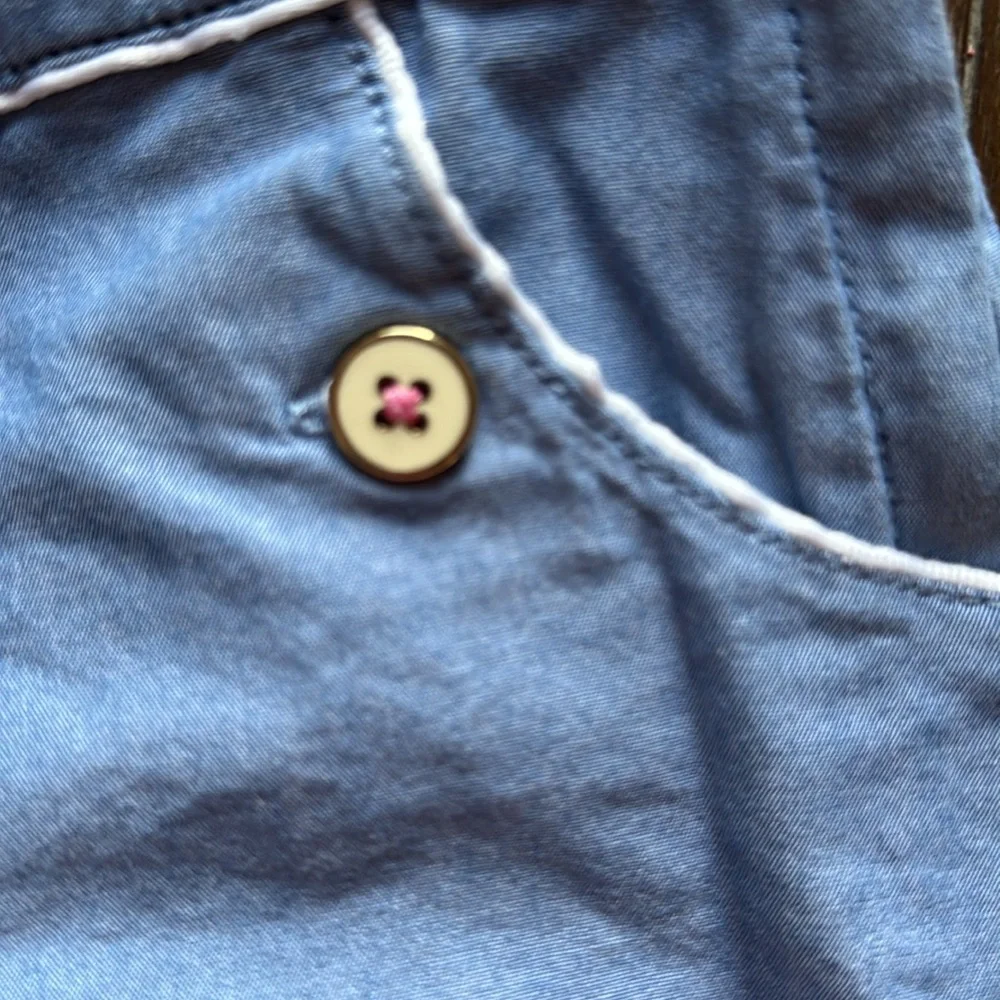 Size 8 Janie and Jack adjustable waist side zip pocketed shorts denim chambray